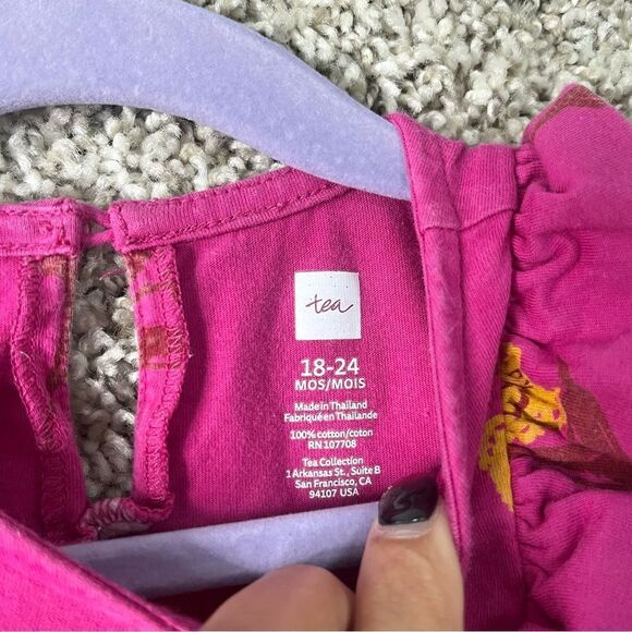 Tea Collection Dress Baby 18-24M Pink Floral Print Ruffled - Picture 2 of 7